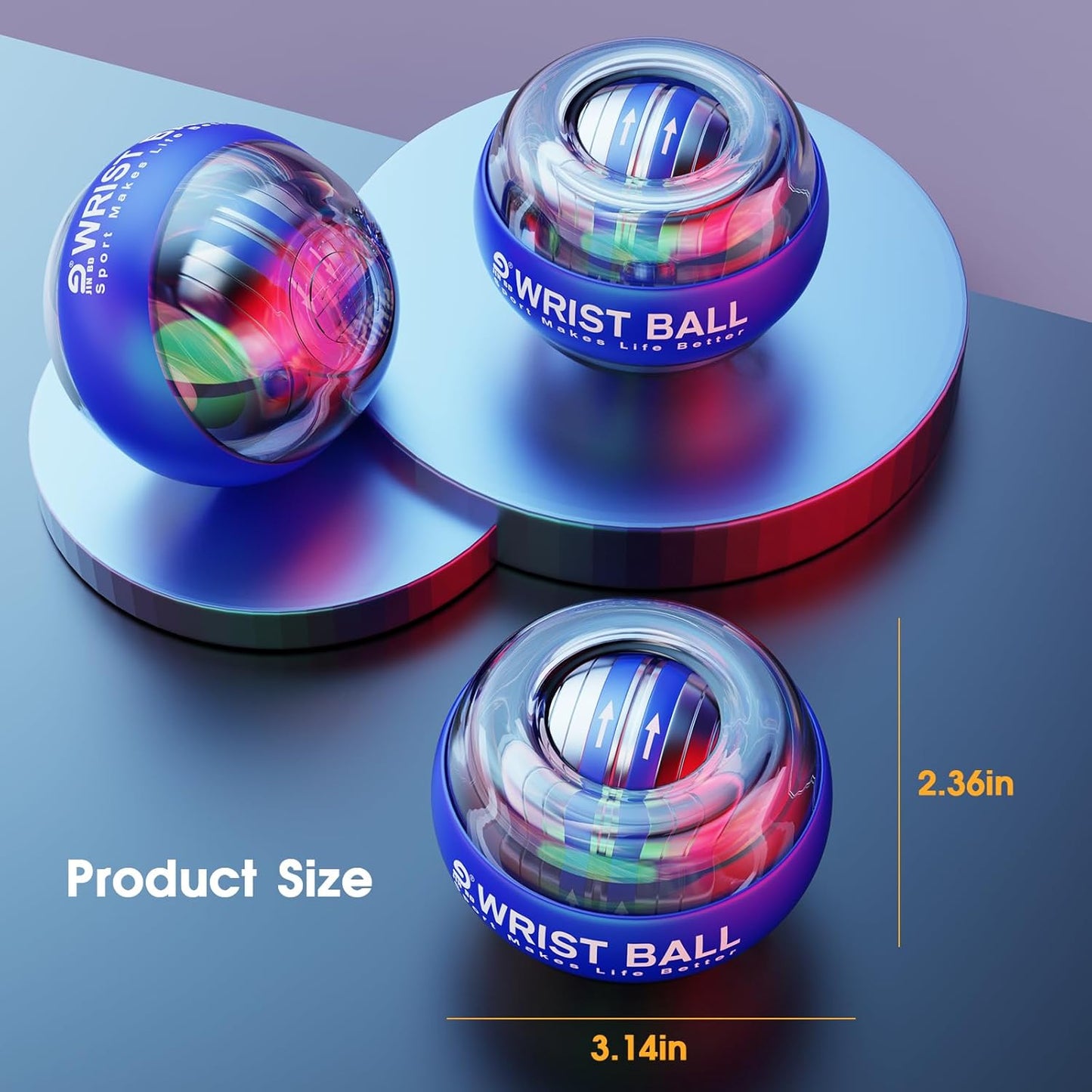 Wrist Trainer Ball Auto-Start Gyroscopic Forearm Exerciser Gyro Ball for Strengthen Arms, Fingers, Grip and Muscles